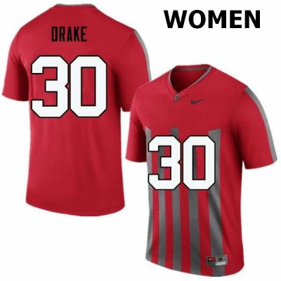 Women's Ohio State Buckeyes #30 Jared Drake Throwback Nike NCAA College Football Jersey March FJK7444FA